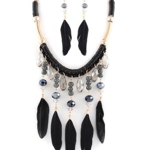 Feather Necklace Beaded Beauty